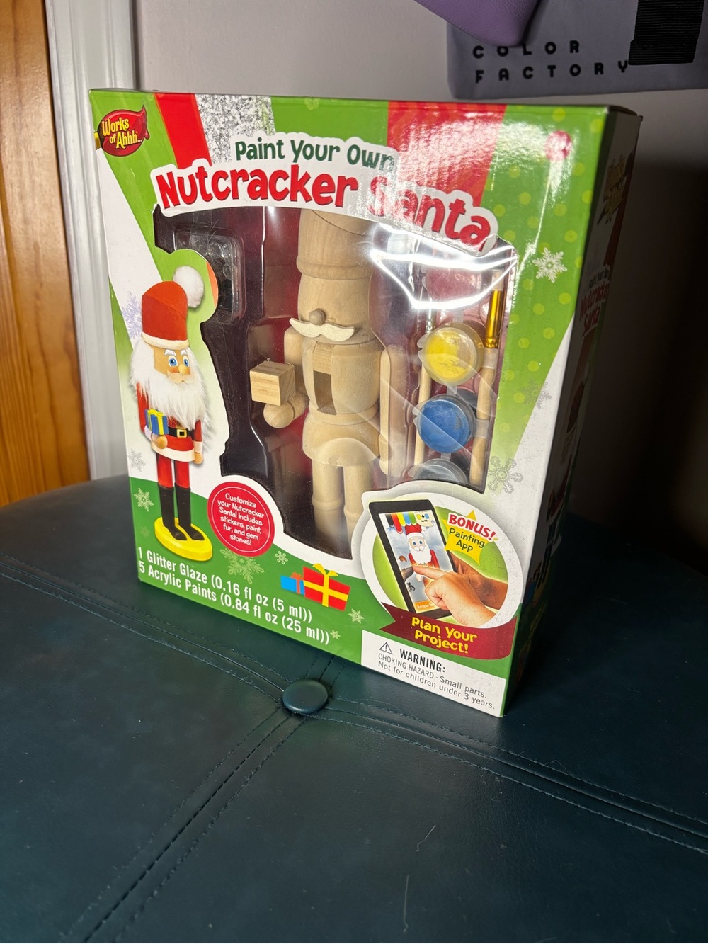 Paint Your Own Nutcracker Santa Wooden Kit - Green & Red